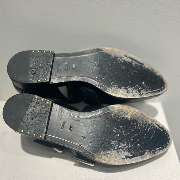 Alexander Wang Women's Monk Shoe Black Leather Buckle Jacquette Loafer 38 US 8 - Picture 3 of 4